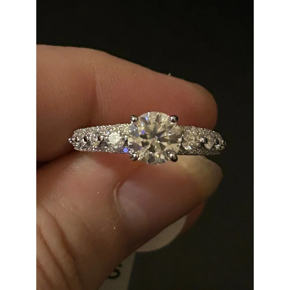 Sterling Silver & Moissanite Ring 0.88 CTW Sz 7